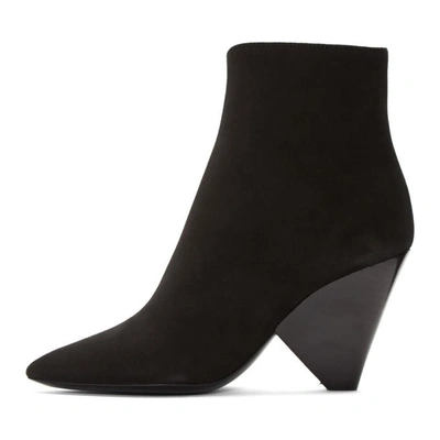 Shop Saint Laurent Black Suede Niki Asymmetric Boots