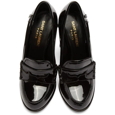Shop Saint Laurent Black Patent Université Loafer Heels