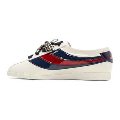 Shop Gucci Off-white Patent Sylvie Web Falacer Trainers