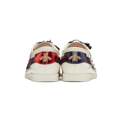 Shop Gucci Off-white Patent Sylvie Web Falacer Sneakers