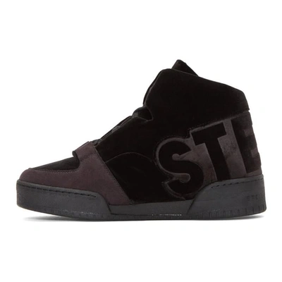 Shop Stella Mccartney Black Velvet Stella High-top Sneakers In 1001 Extrablk/blk