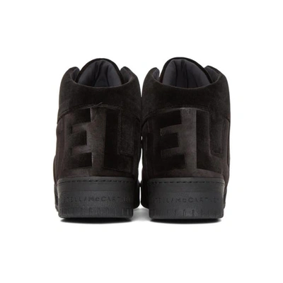 Shop Stella Mccartney Black Velvet Stella High-top Sneakers In 1001 Extrablk/blk