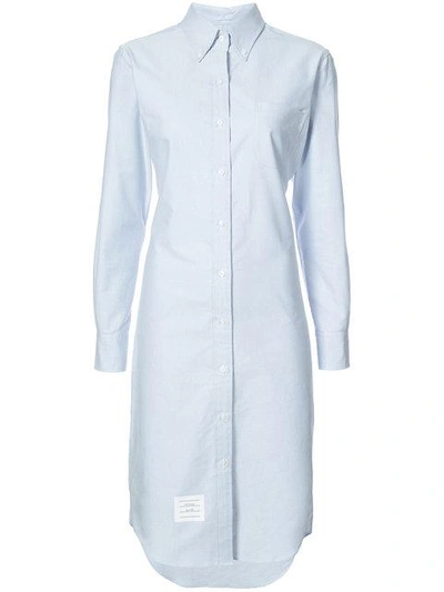 Shop Thom Browne Midi Shirt Dress - Blue