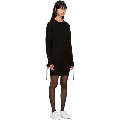 Shop Neil Barrett Black Wool Lace Sleeve Dress