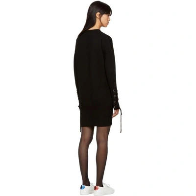 Shop Neil Barrett Black Wool Lace Sleeve Dress