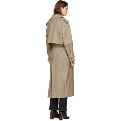 Shop Stella Mccartney Tan Houndstooth Trench Coat