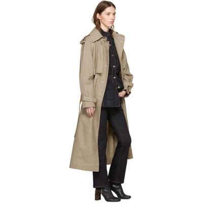 Shop Stella Mccartney Tan Houndstooth Trench Coat