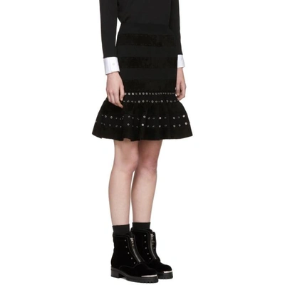 Shop Alexander Mcqueen Black Sculptural Eyelet Miniskirt In 1000 Black