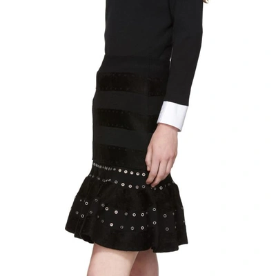 Shop Alexander Mcqueen Black Sculptural Eyelet Miniskirt In 1000 Black