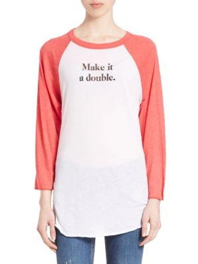 Wildfox 4th Of July Rebel Raglan Tee In Clean White-poppy Red