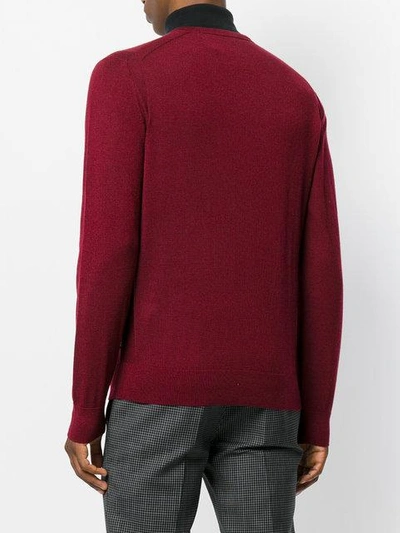 Shop Michael Kors Collection Slim Fit Knitted V-neck Jumper - Red