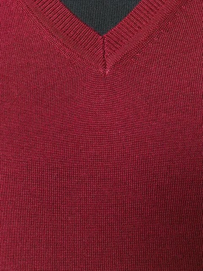 Shop Michael Kors Collection Slim Fit Knitted V-neck Jumper - Red