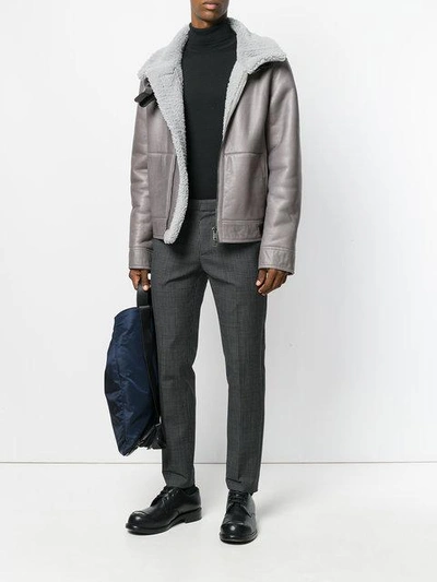 Shop Jil Sander Fur Lined Leather Coat