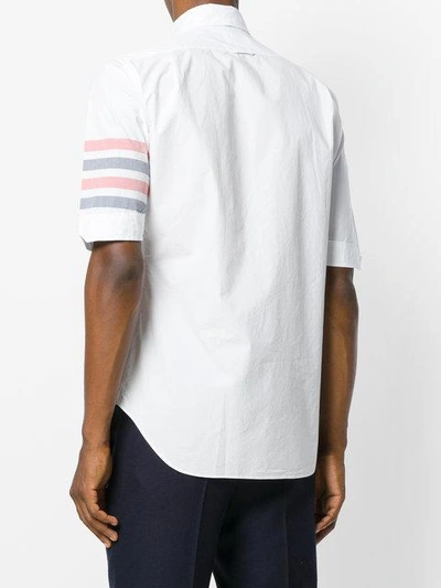 Shop Thom Browne Woven 4-bar Armband Poplin Shirt In White