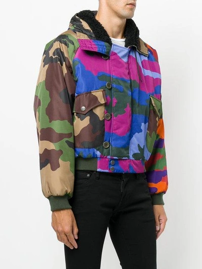 Shop Moschino Camouflage Hooded Coat