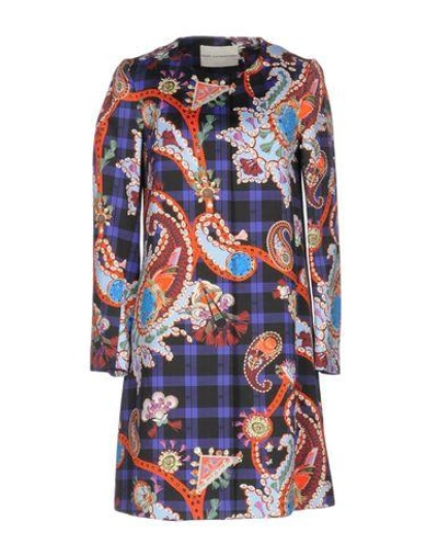 Shop Mary Katrantzou Overcoats In Dark Blue