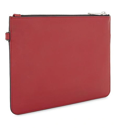 Shop Fendi Micro Monster Leather Pouch In Red