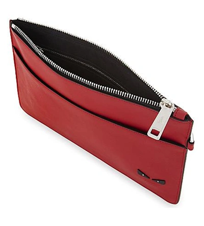 Shop Fendi Micro Monster Leather Pouch In Red