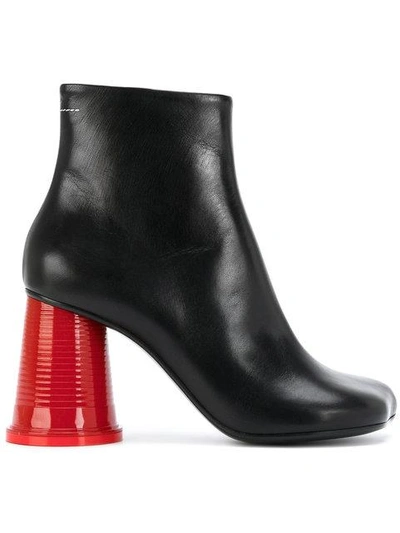 Shop Mm6 Maison Margiela Cup Heeled Boots - Black