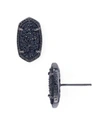 Kendra Scott Ellie Oval Stone Stud Earrings In Gunmetal Drusy