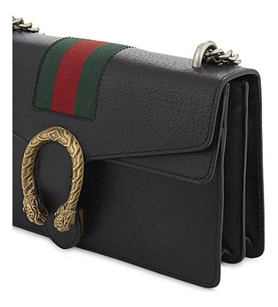 Shop Gucci Dionysus Web Stripe Small Leather Shoulder Bag In Black