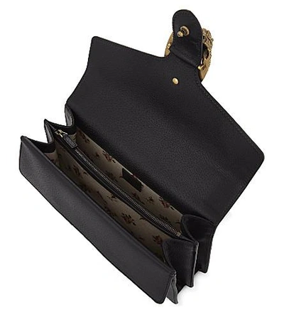 Shop Gucci Dionysus Web Stripe Small Leather Shoulder Bag In Black