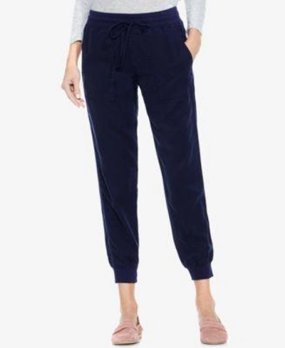 Shop Vince Camuto Ribbed Twill Jogger Pants In Blue