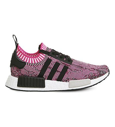 Shop Adidas Originals Nmd R1 Primeknit Trainers In Shock Pink Black