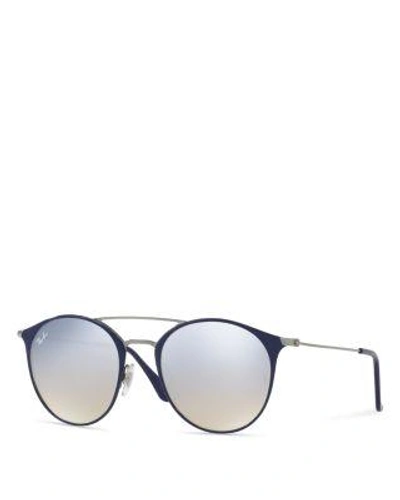 Ray Ban Ray-ban Mirrored Round Sunglasses, 49mm In Gunmetal/blue