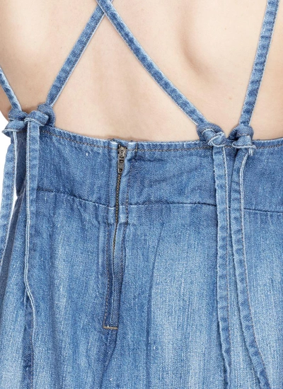 Shop Tortoise 'billie' Cross Back Frayed Denim Overalls