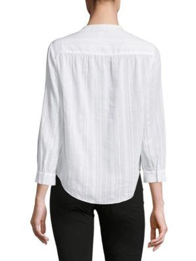 Shop Derek Lam 10 Crosby Shirred Cotton Blouse In White