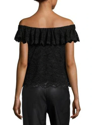 Shop Rebecca Taylor Lace Off-the-shoulder Top In Black