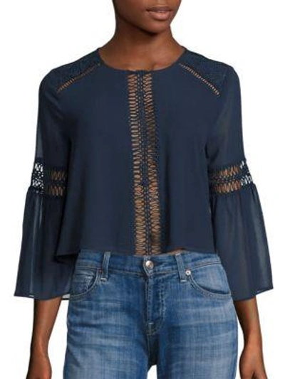 Shop Tularosa Jaylen Lace Detail Blouse In Deep Indigo