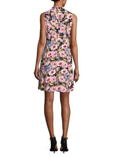 Shop Rebecca Taylor Lavinia Floral-print Dress In Black Cameo Pink