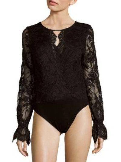 Shop Stone Cold Fox Long-sleeve Lace Bodysuit In Black