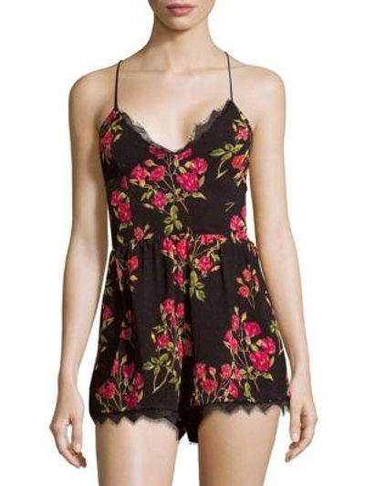Shop Nbd Floral Sleeveless Romper In Red Floral
