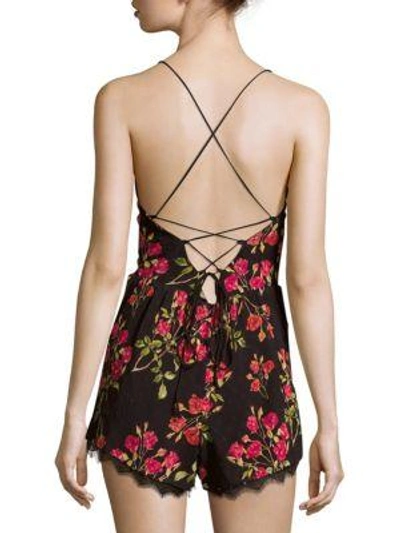 Shop Nbd Floral Sleeveless Romper In Red Floral