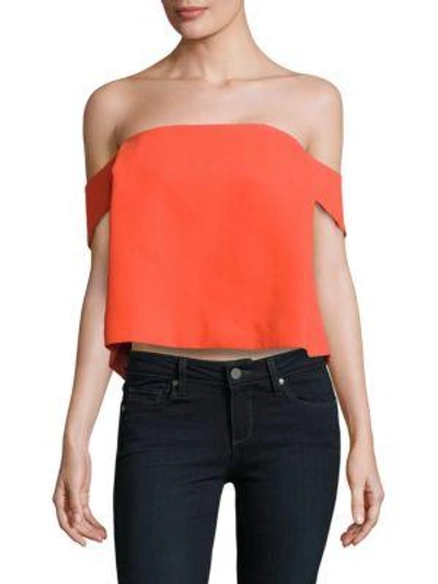 Shop C/meo Collective Those Eyes Cropped Off-the-shoulder Top In Orange