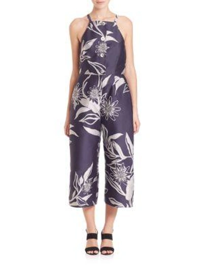 Shop Suno Floral Jacquard Jumpsuit In Black Multi