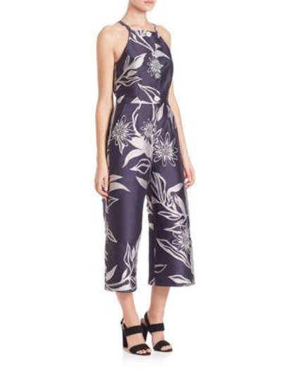 Shop Suno Floral Jacquard Jumpsuit In Black Multi