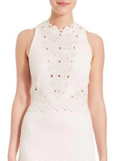 Shop Rebecca Taylor Sleeveless Dia Lace Top In Snow