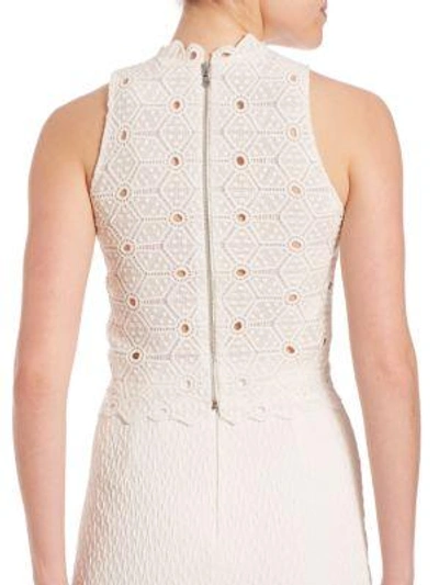 Shop Rebecca Taylor Sleeveless Dia Lace Top In Snow