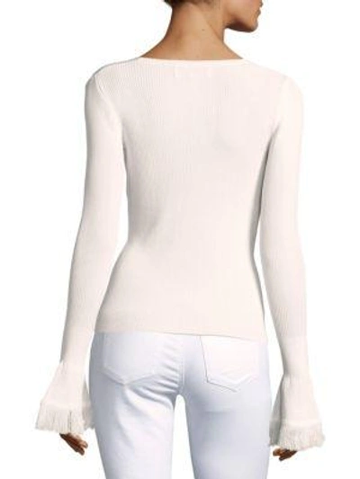 Shop Derek Lam 10 Crosby Rib-knit Long Sleeve Sweater In White