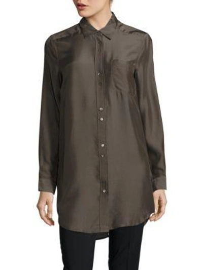 Shop Leo & Sage Button-down Point Collar Tunic In Sahara