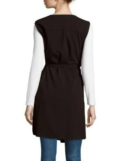 Shop Bcbgmaxazria Solid Foldover-collar Vest In Black