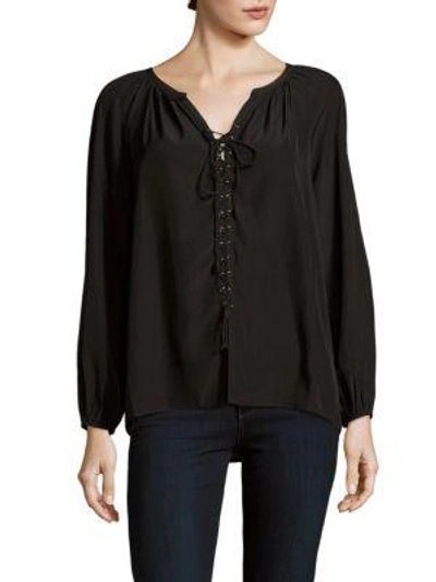 Shop Ramy Brook Patty V-neck Long-sleeve Top In Black