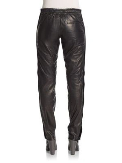 Shop A.l.c Public Side-snap Leather Trousers In Black