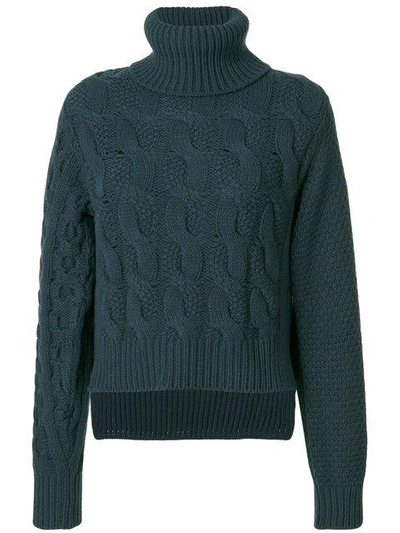 Shop Mm6 Maison Margiela Cable Knit Jumper In Green