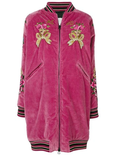 Shop As65 Velvet Embroidered Jacket - Pink