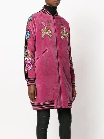 Shop As65 Velvet Embroidered Jacket - Pink